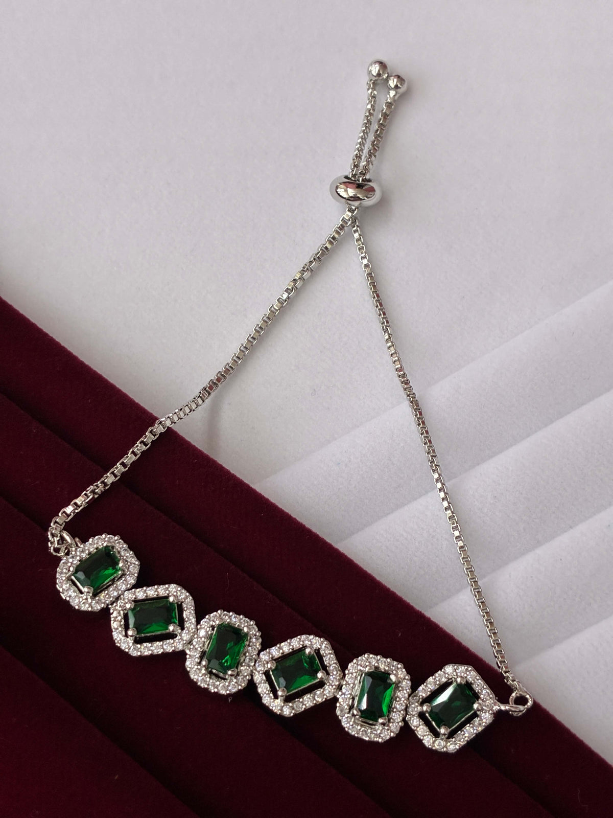 CZ Emerald Green Octagon Sequence Bracelet