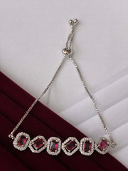 CZ Ruby Octagon Sequence Bracelet