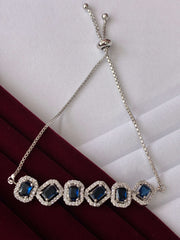 CZ Sapphire Blue Octagon Sequence Bracelet