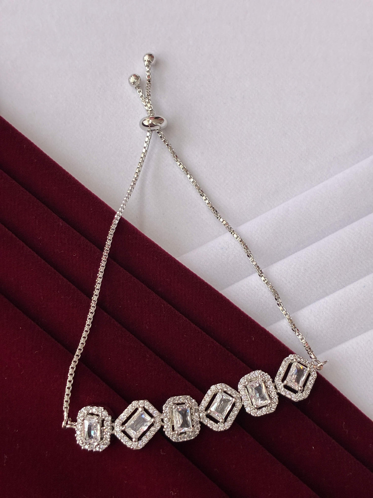 CZ White Octagon Sequence Bracelet