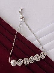 CZ White Octagon Sequence Bracelet