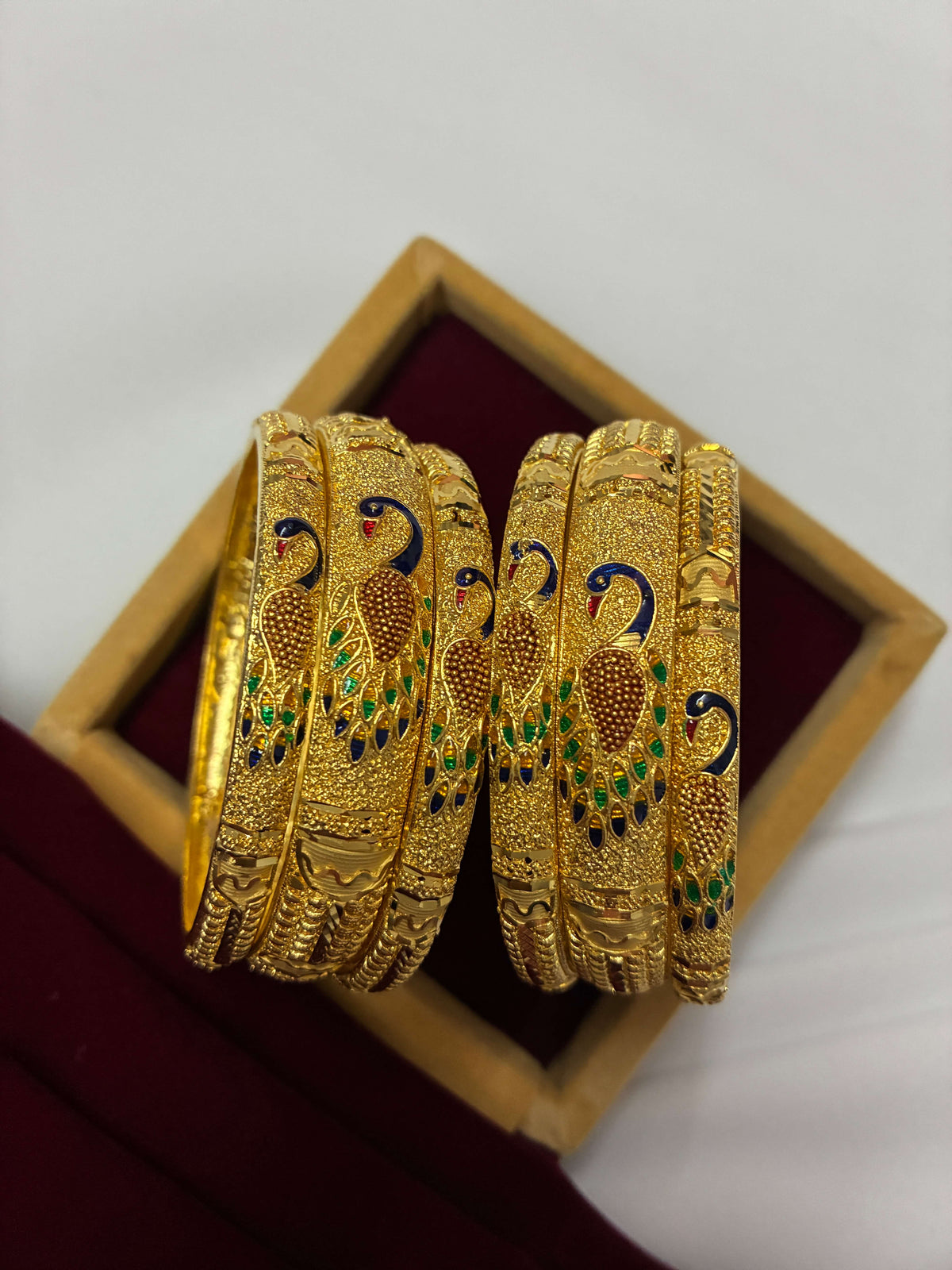Peacock Meenakari Gold Plated Bangle Set