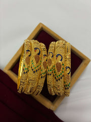 Peacock Meenakari Gold Plated Bangle Set