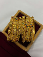 Floral Meenakari Gold Plated Bangle set