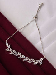 Western Silver Tone Leaf Sequence Bracelet