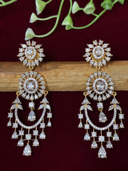 CZ Dual tone Contemprary Chandbali Earring