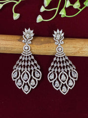 CZ Elegant Silver tone Designer Earring