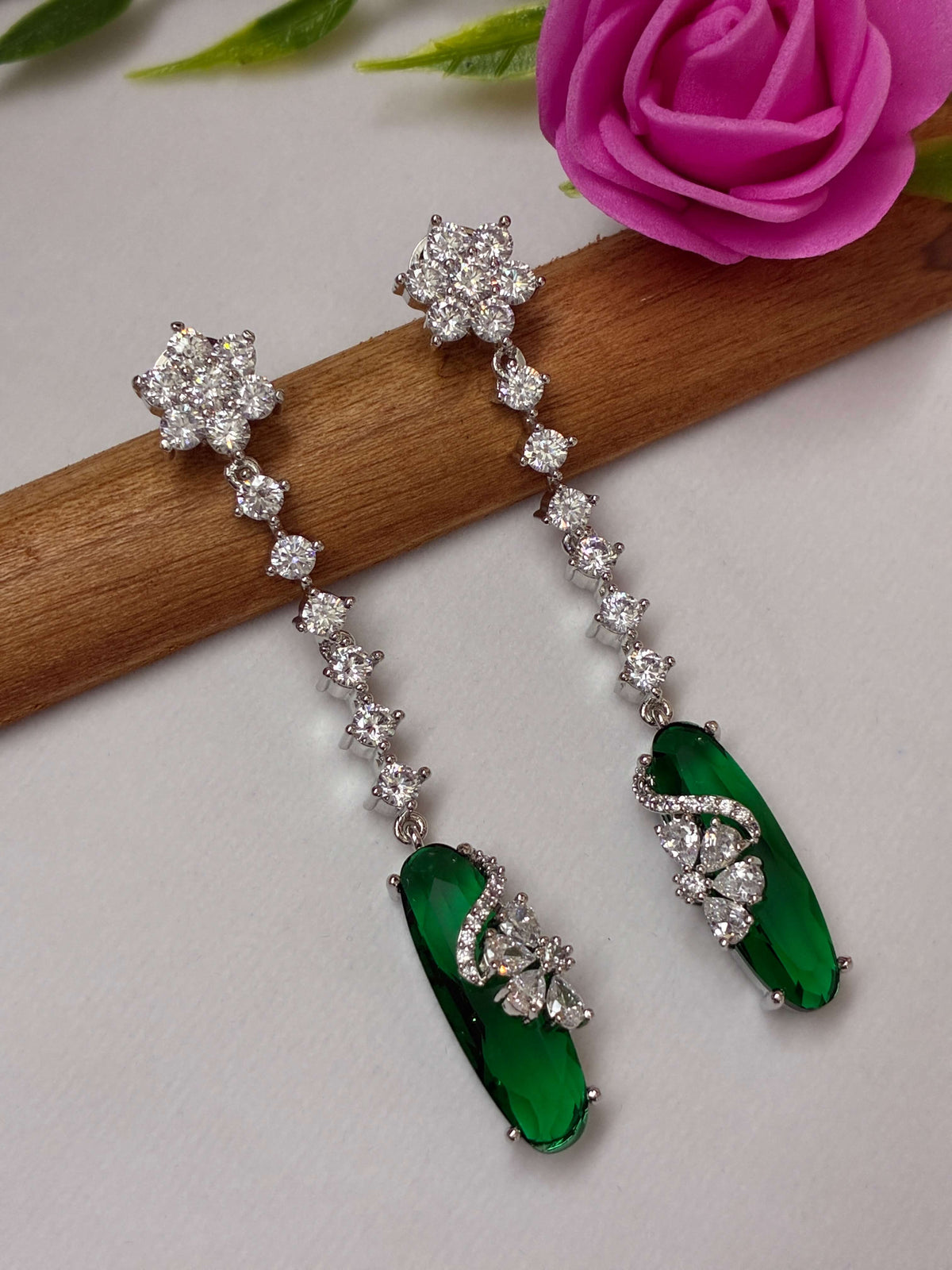 CZ emerald green designer Dangle earring