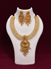 Antique Royal Gold Pearl Necklace Set