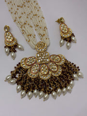 Antique pearl ruby beads Necklace Set