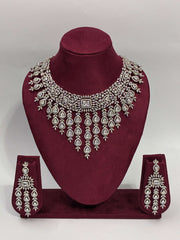 CZ Silver tone Statement Necklace Set