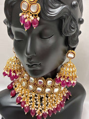 Antique Deeppink Beautiful Choker Necklace Set