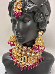 Antique Deeppink Beautiful Choker Necklace Set