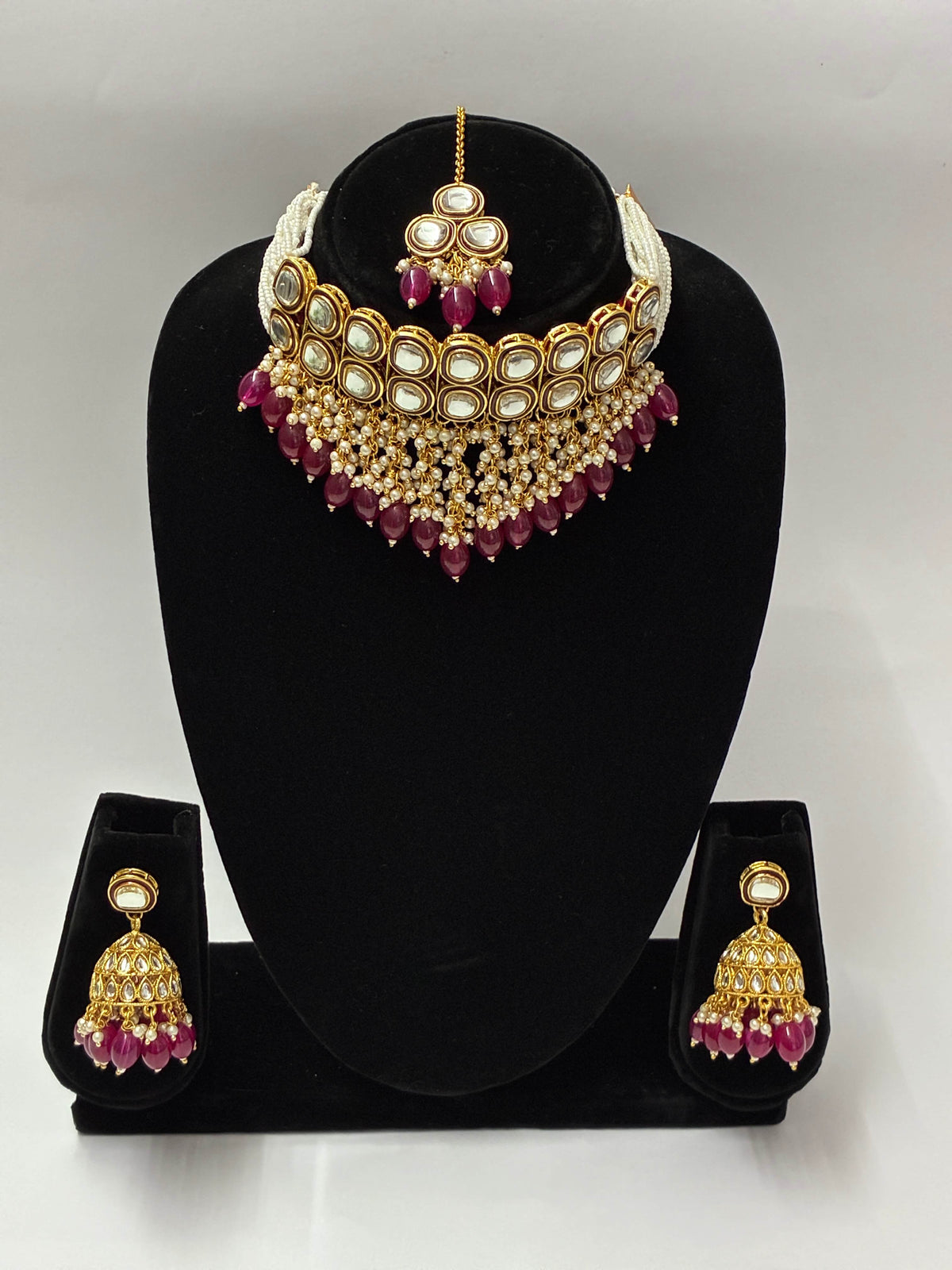 Antique Deeppink Beautiful Choker Necklace Set