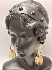 CZ Half Hoop Jhumka Combo Earring