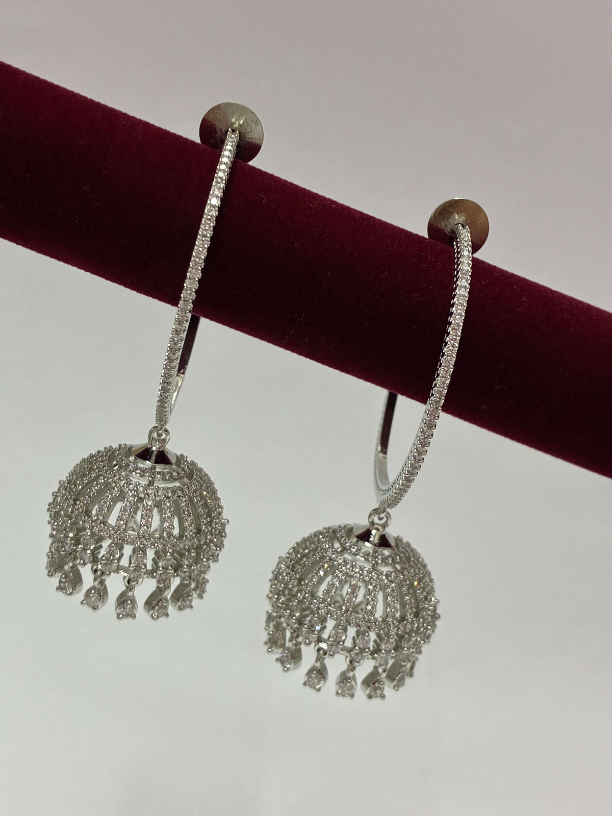 CZ Half Hoop Jhumka Fusion Earring