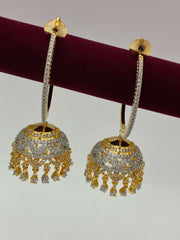 CZ Half Hoop Jhumka Combo Earring