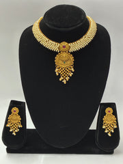Antique Royal Gold Pearl Necklace Set