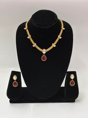 Kundan Royal Ruby Drop Necklace set