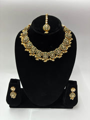 Antique Green Drop design pearl Necklace Set