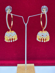 CZ Half Hoop Jhumka Combo Earring