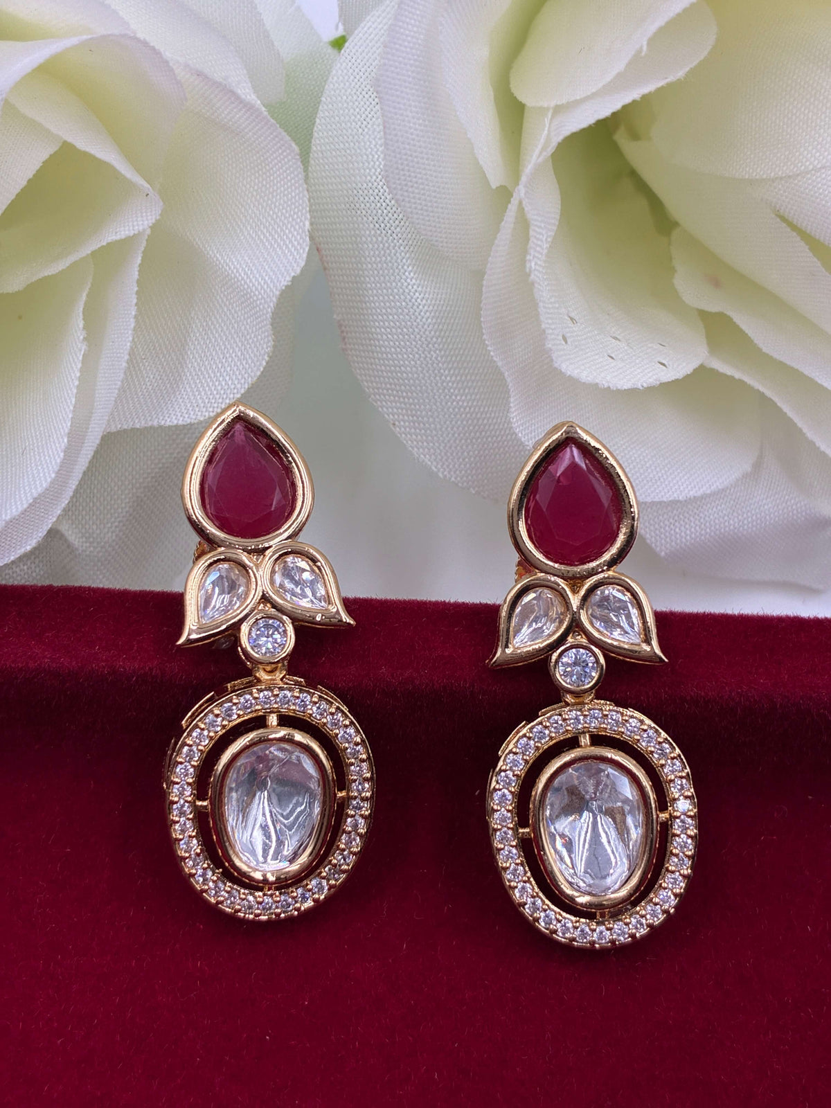 Kundan Ruby Red Drop Earring