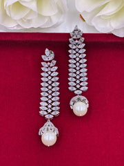 CZ Splendid dangle Earring with Pearl Drop