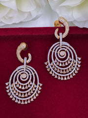CZ Sparkling round Spiral Design Earring