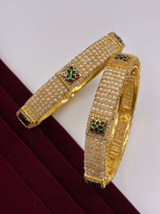 Pearl Bangle with Ruby Green Meenakari