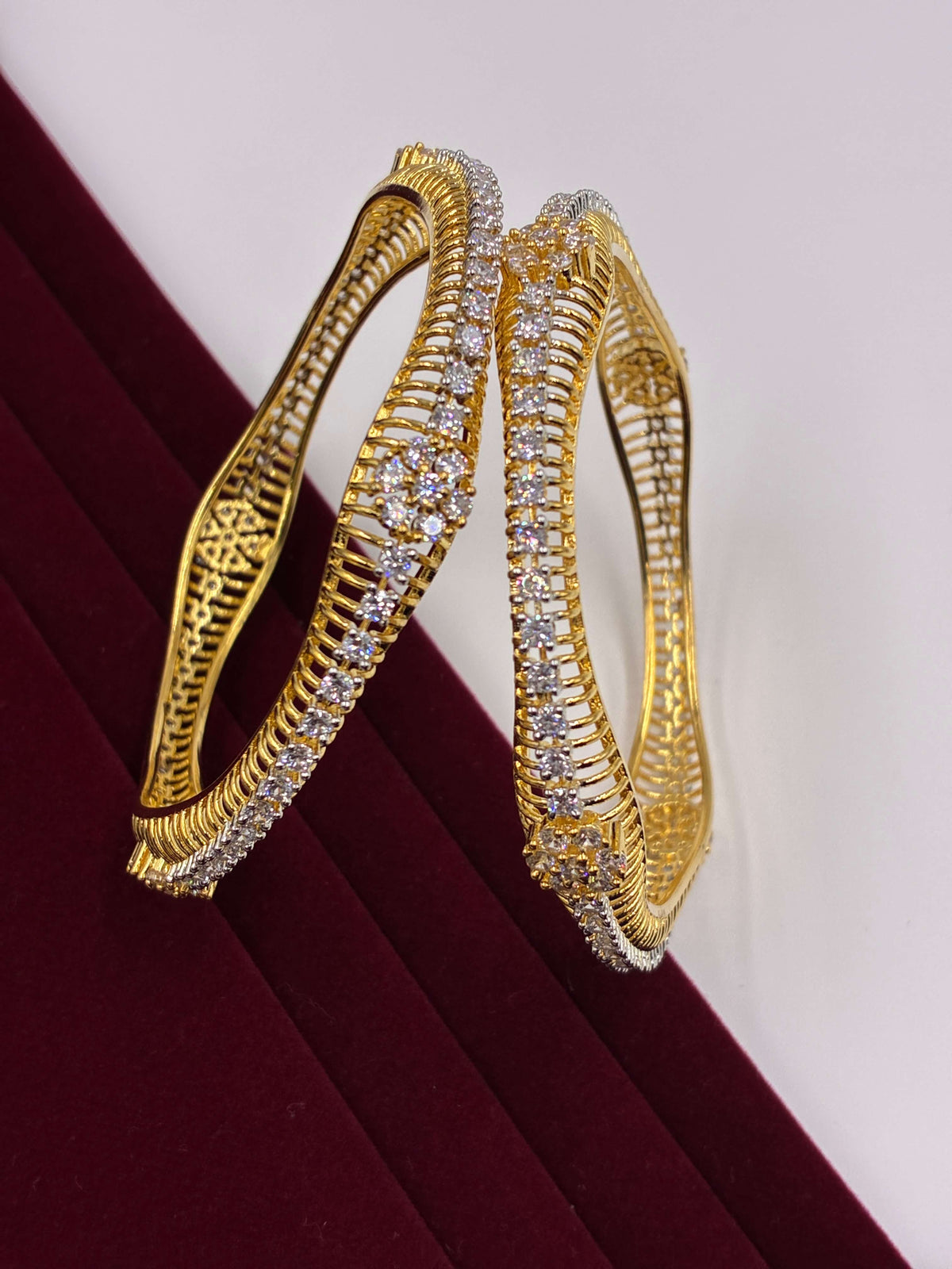 CZ Intermittent Floral Designer Bangle