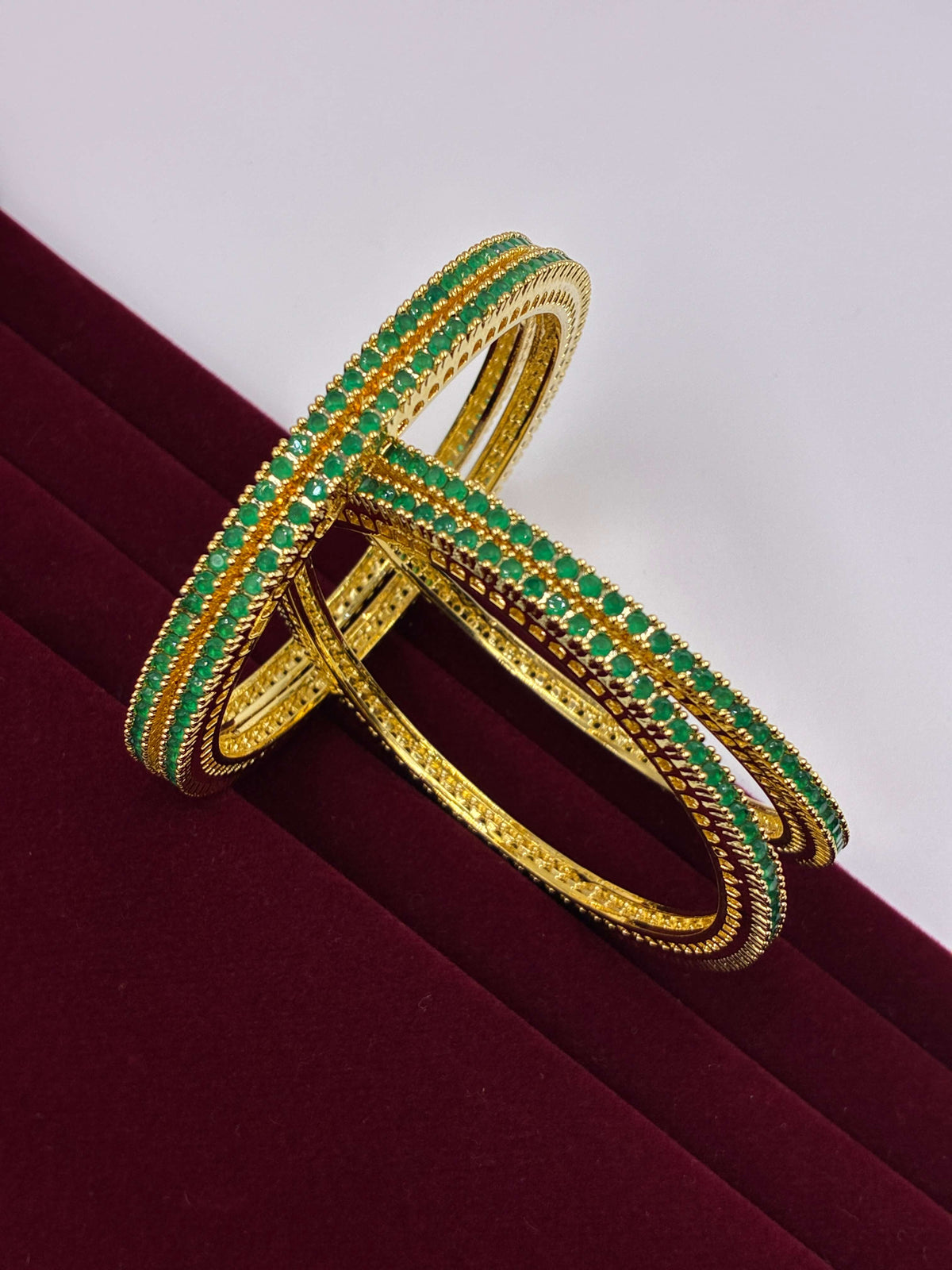 CZ Emerald Green Studded Classic Bangle