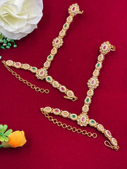 Antique multicoloured Polki designer paired Hathphool