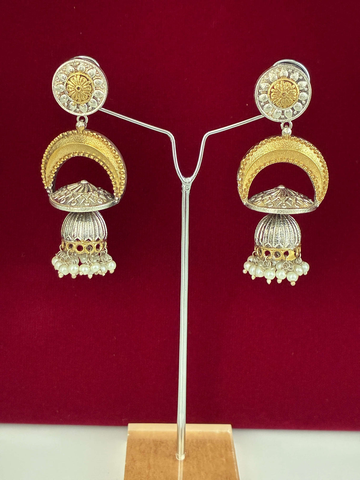 Oxidised Chand Jhumka Earring