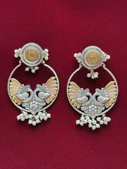 Oxidised Circular Twotone Peacock Earring