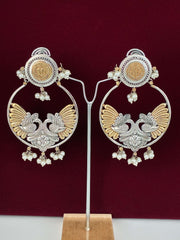 Oxidised Circular Twotone Peacock Earring