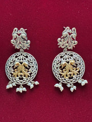 Oxidised Circlet Dual tone Peacock Earring
