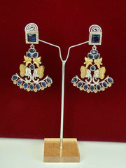 Oxidised Saphire Blue Elephant Earring