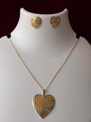 Delicate Heart shape CNC Pendant Set