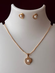 CZ Pearl Heart Shape Pendant set
