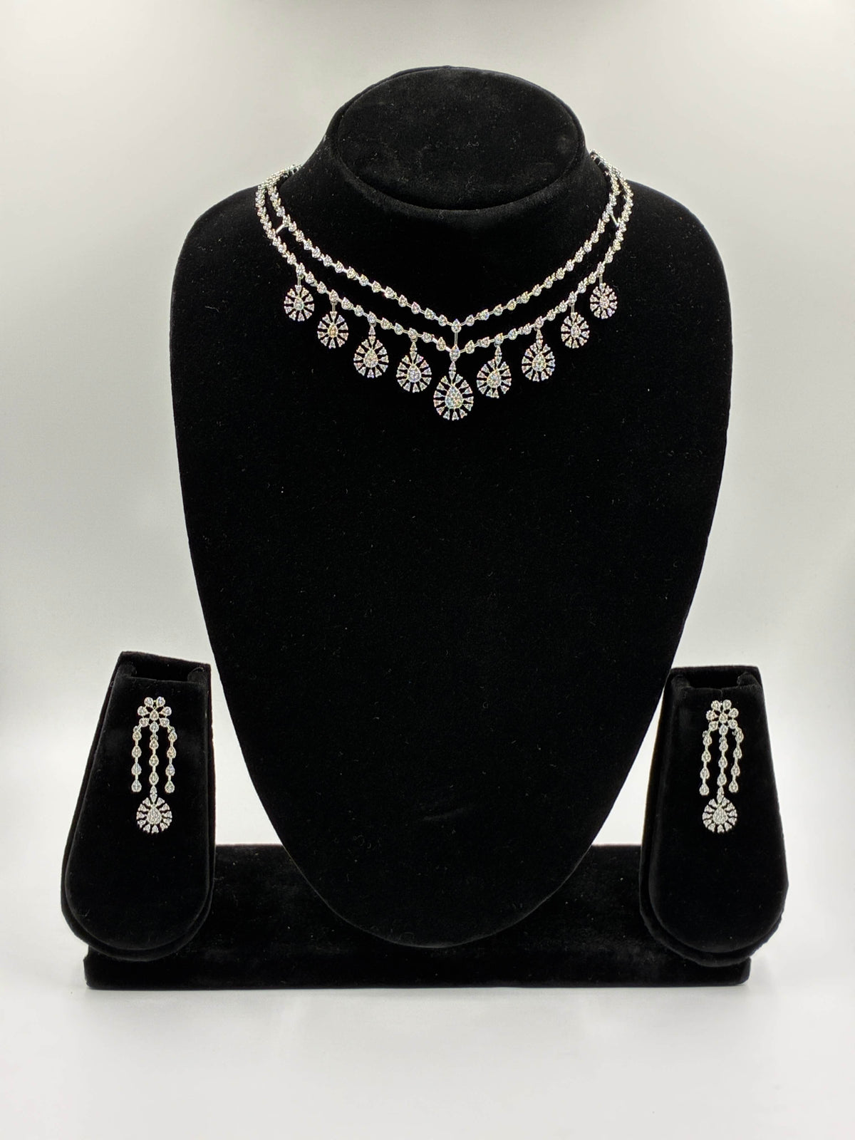 CZ Princess Tear Drop Necklace Set