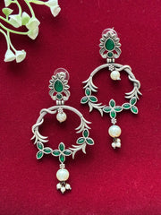 Oxidised Carved Earring