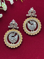 Oxidised Peacock Earring