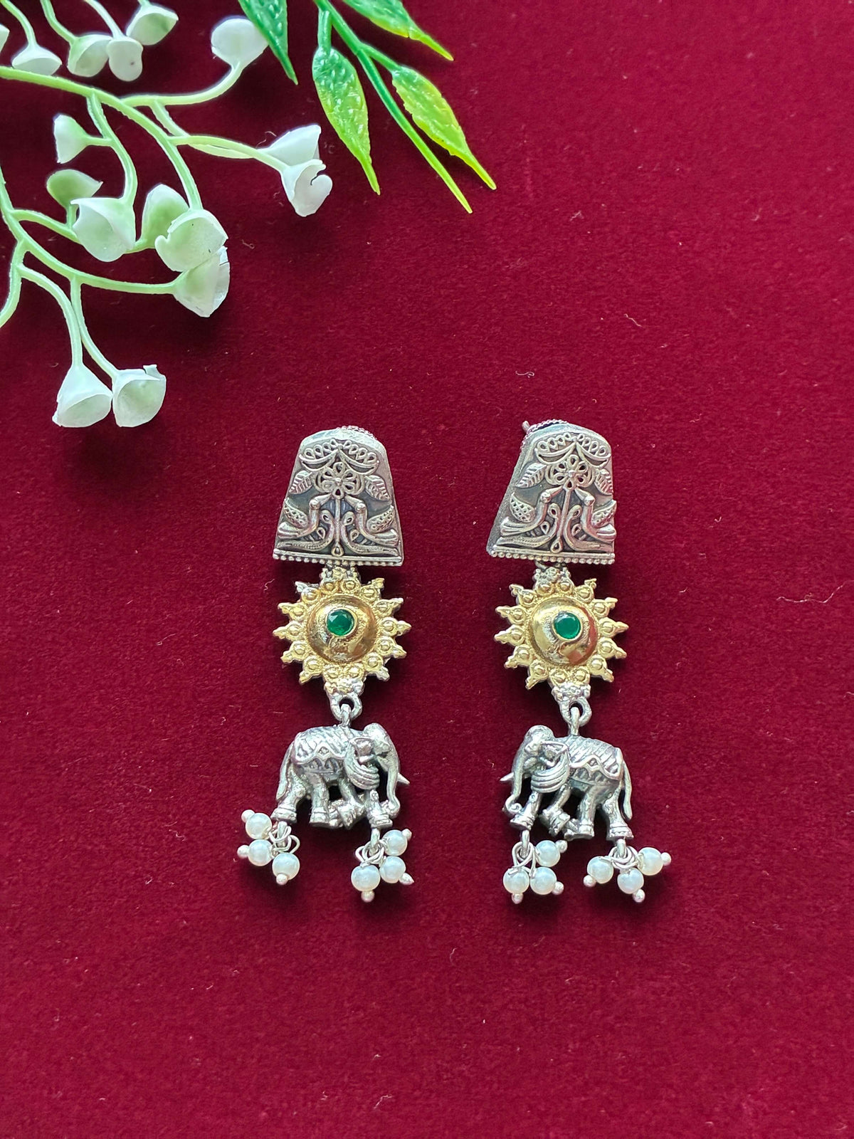 Oxidised Elephant Earring