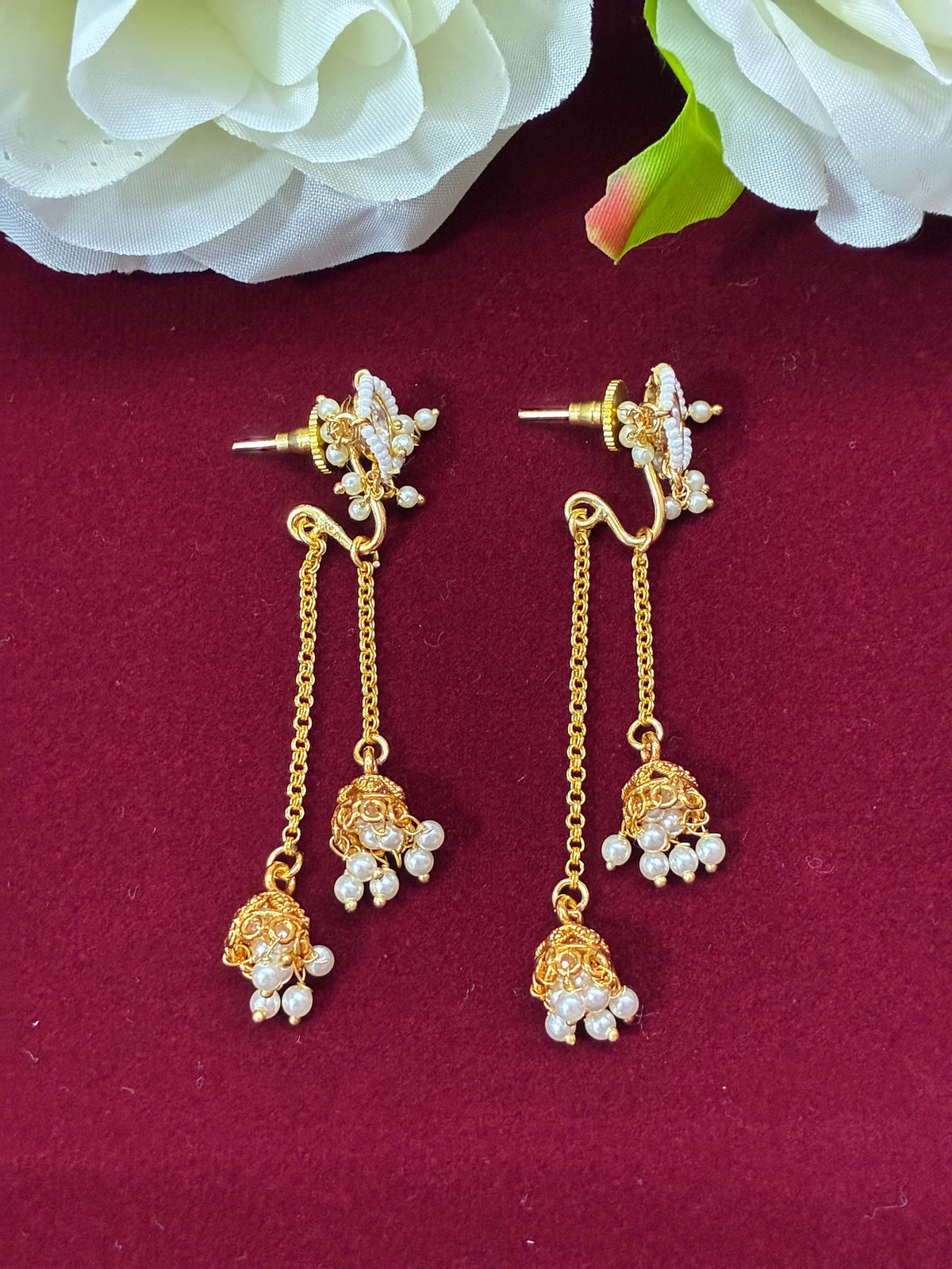 Antique Long Delicate Dangle Jhumka Earring