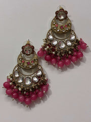 Indo Western Pink Chandbali Earring