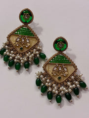 Indo Western Emerald green Mother of Pearl Earring