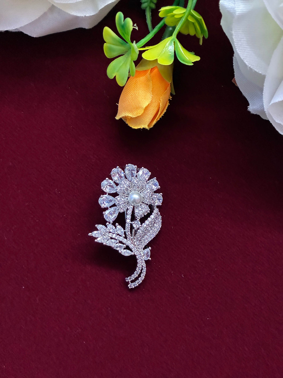 CZ Exquisite Floral Brooch
