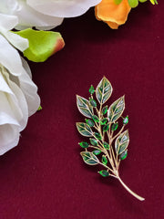 Elegant Green Leaves Brooch