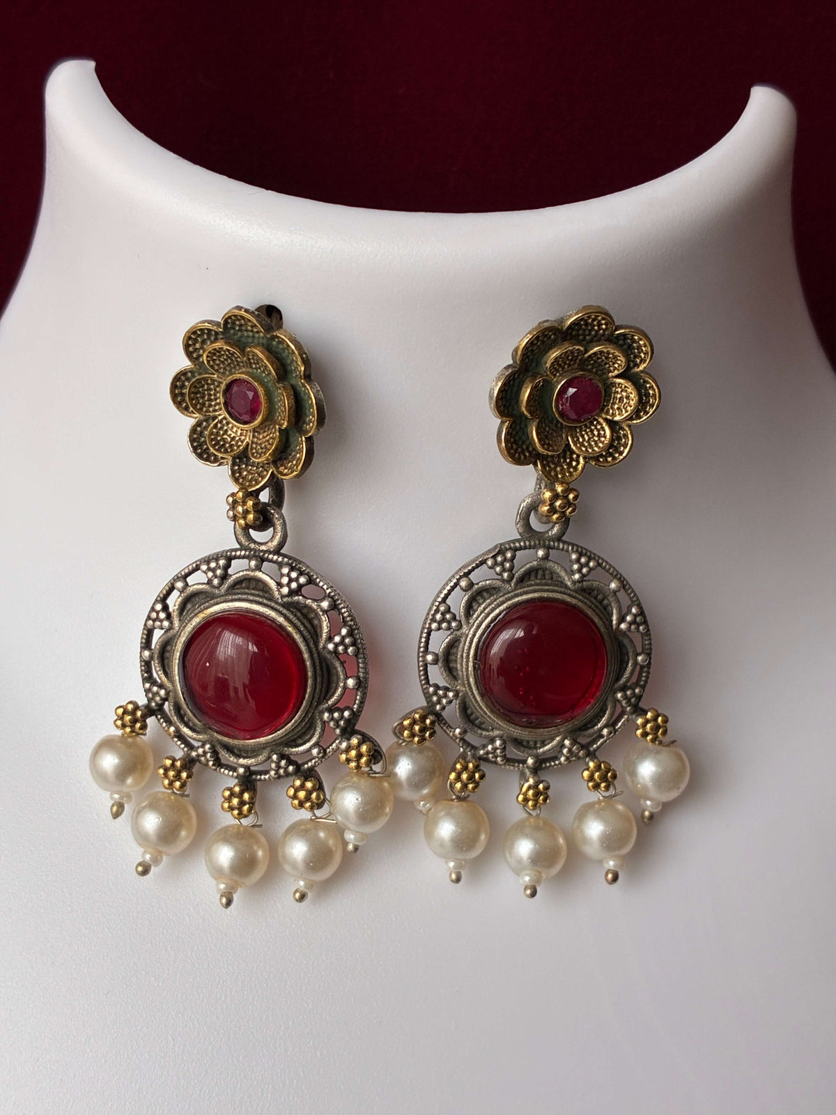 Oxidised Floret Earring