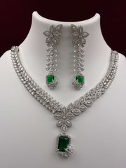 CZ Emerald White Splendid Necklace set